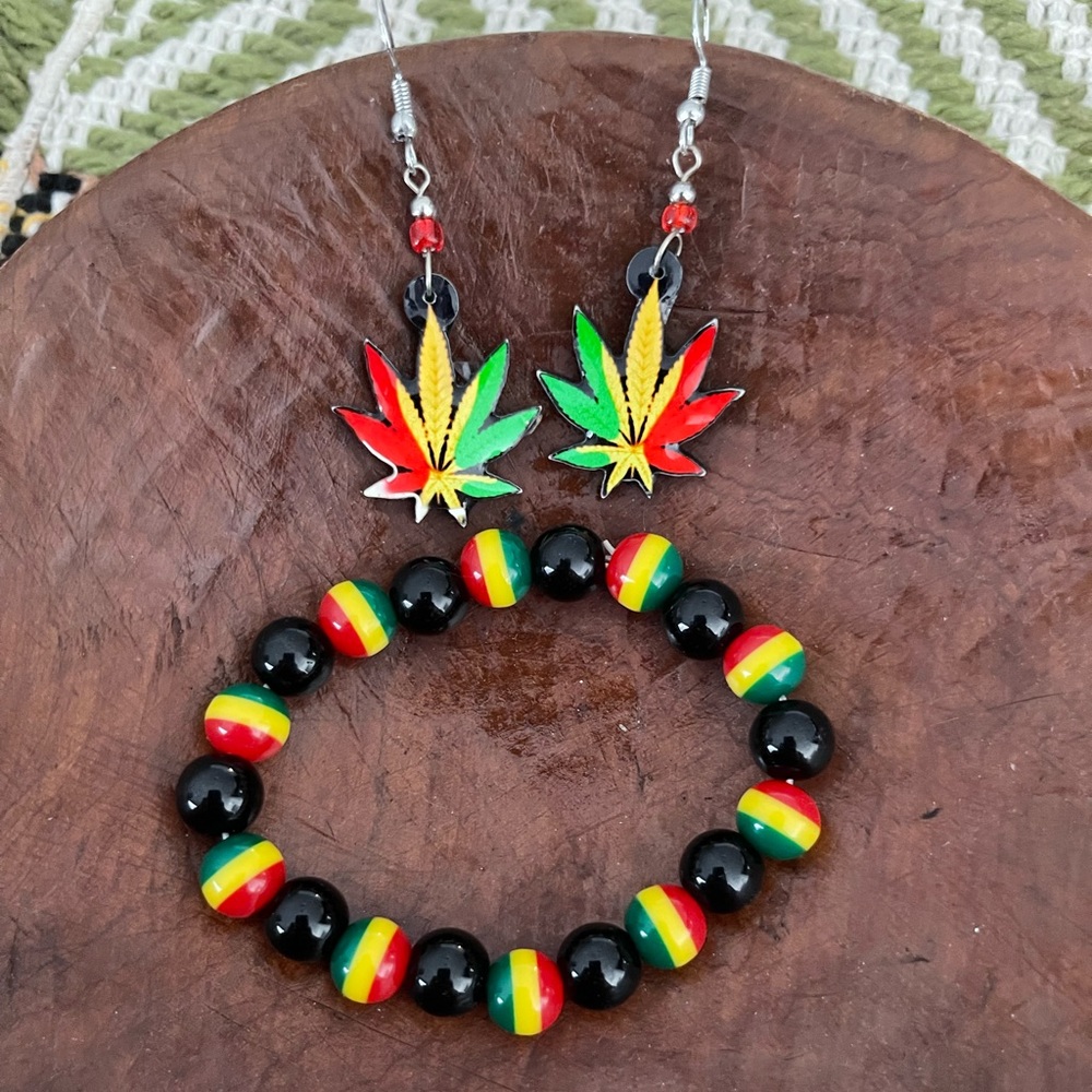 420 earrings and bracelet set